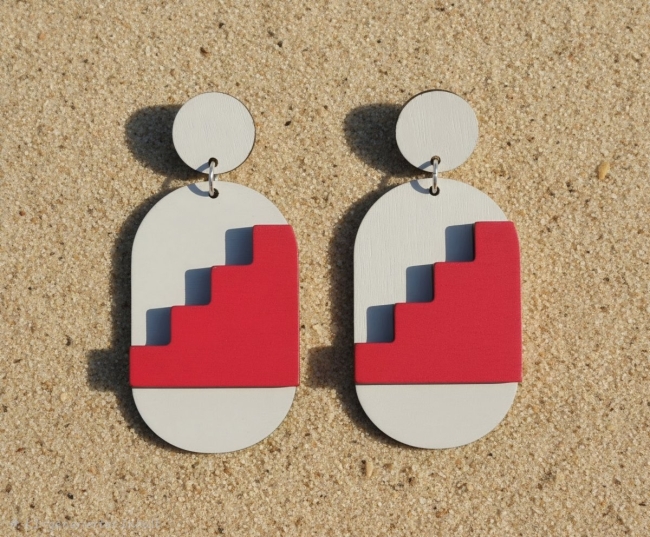Boucles d'oreilles "Géométriques corail"