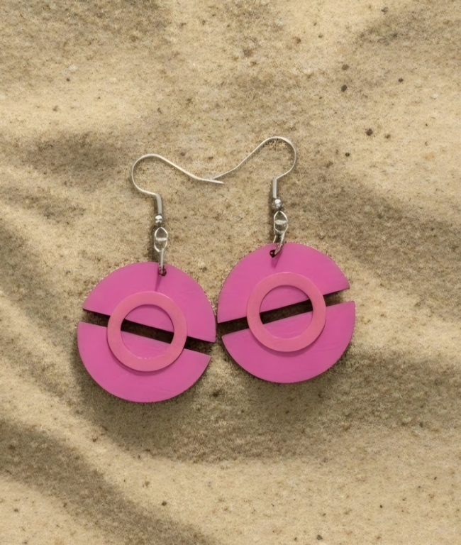 Boucles d'oreilles "Cercles Fuchsia"